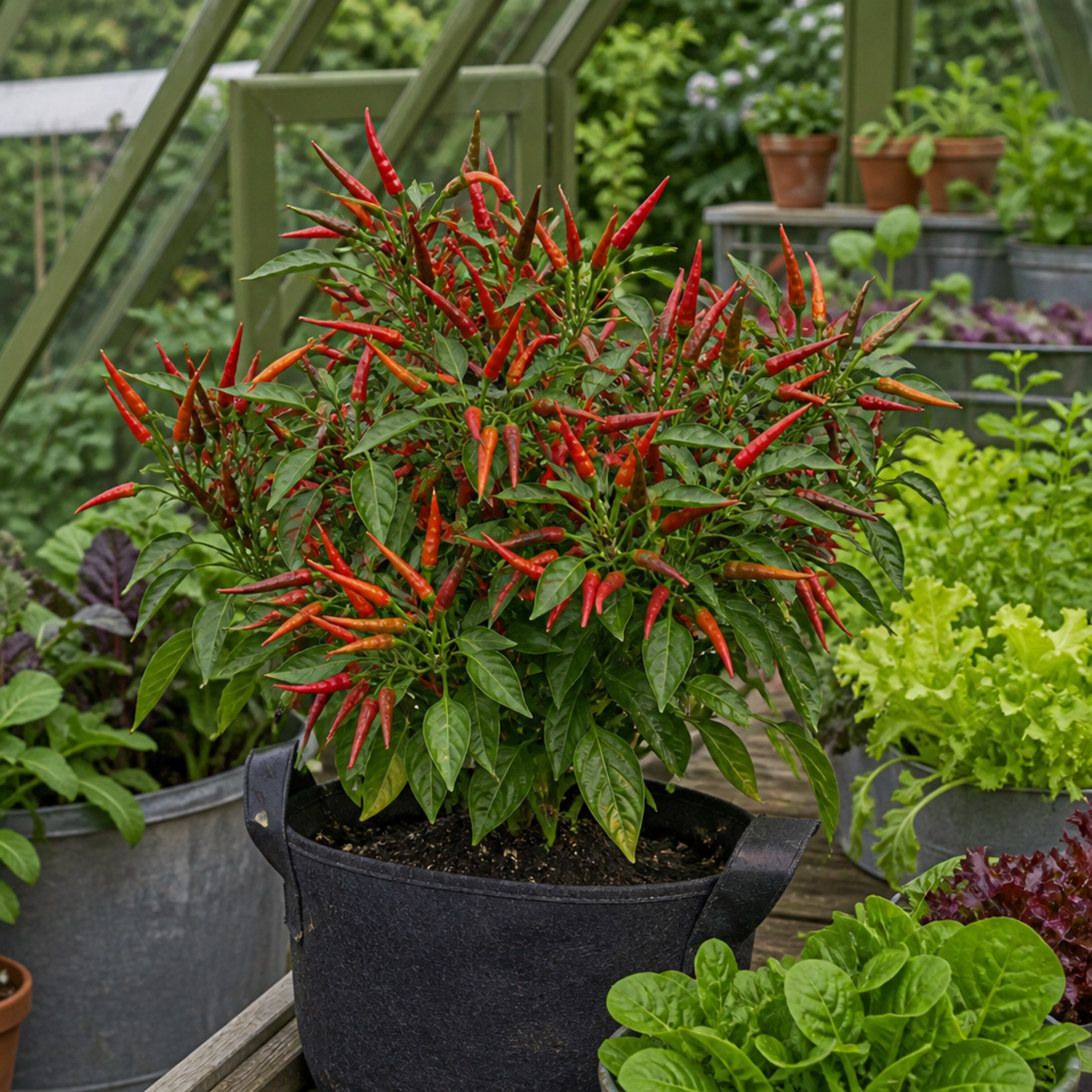 Capsicum annuum 'Thai Dragon' chilli pepper plant at Cedar Nursery.