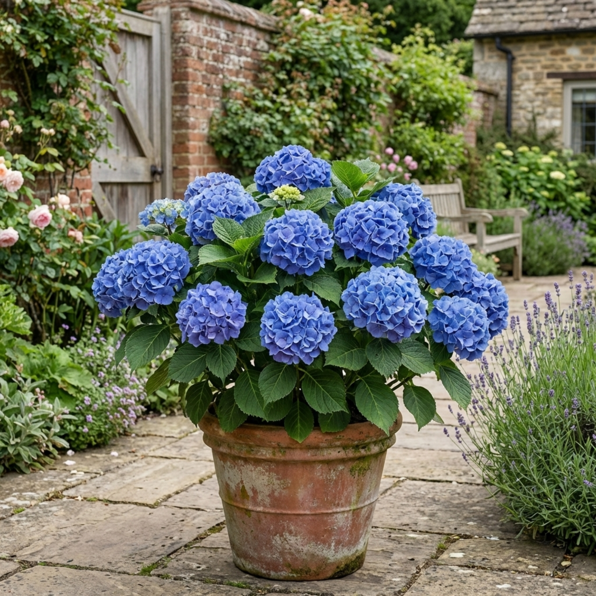 Additional views of the large blue Hydrangea in a 2L pot available at Cedar Nursery, Cobham, Surrey