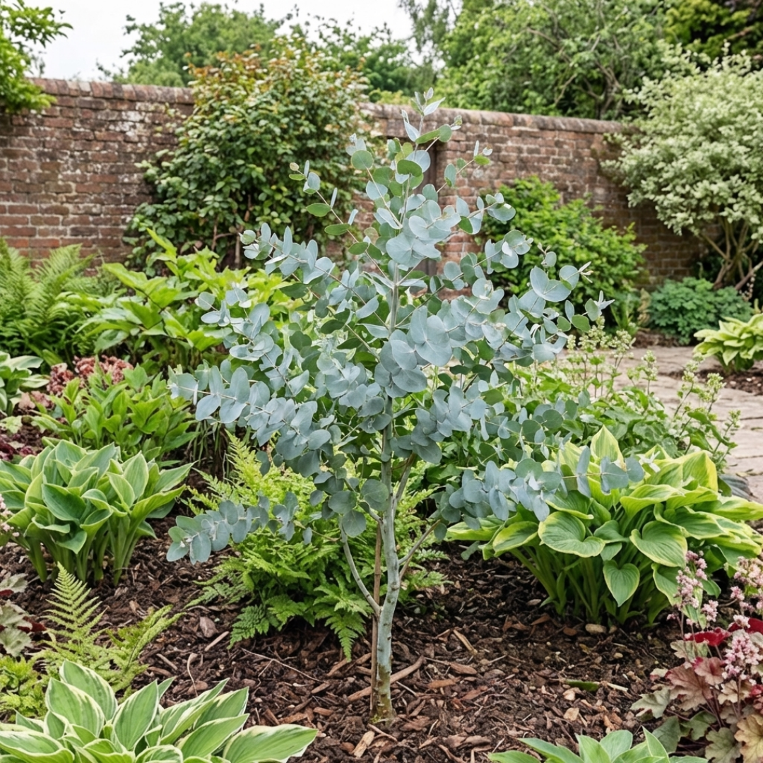Additional views of Eucalyptus gunnii France Bleu 'Rengun', a large garden-ready plant in a 7.5L pot.