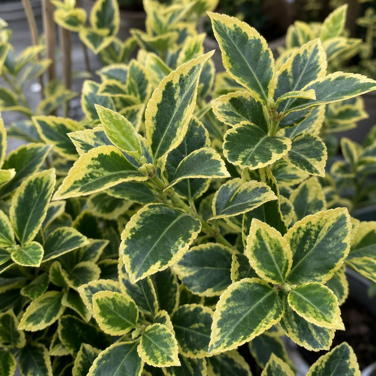 Euonymus japonicus 'Aureomarginatus' (v)Euonymus japonicus 'Aureomarginatus' (v) from Cedar Nursery, Cobham