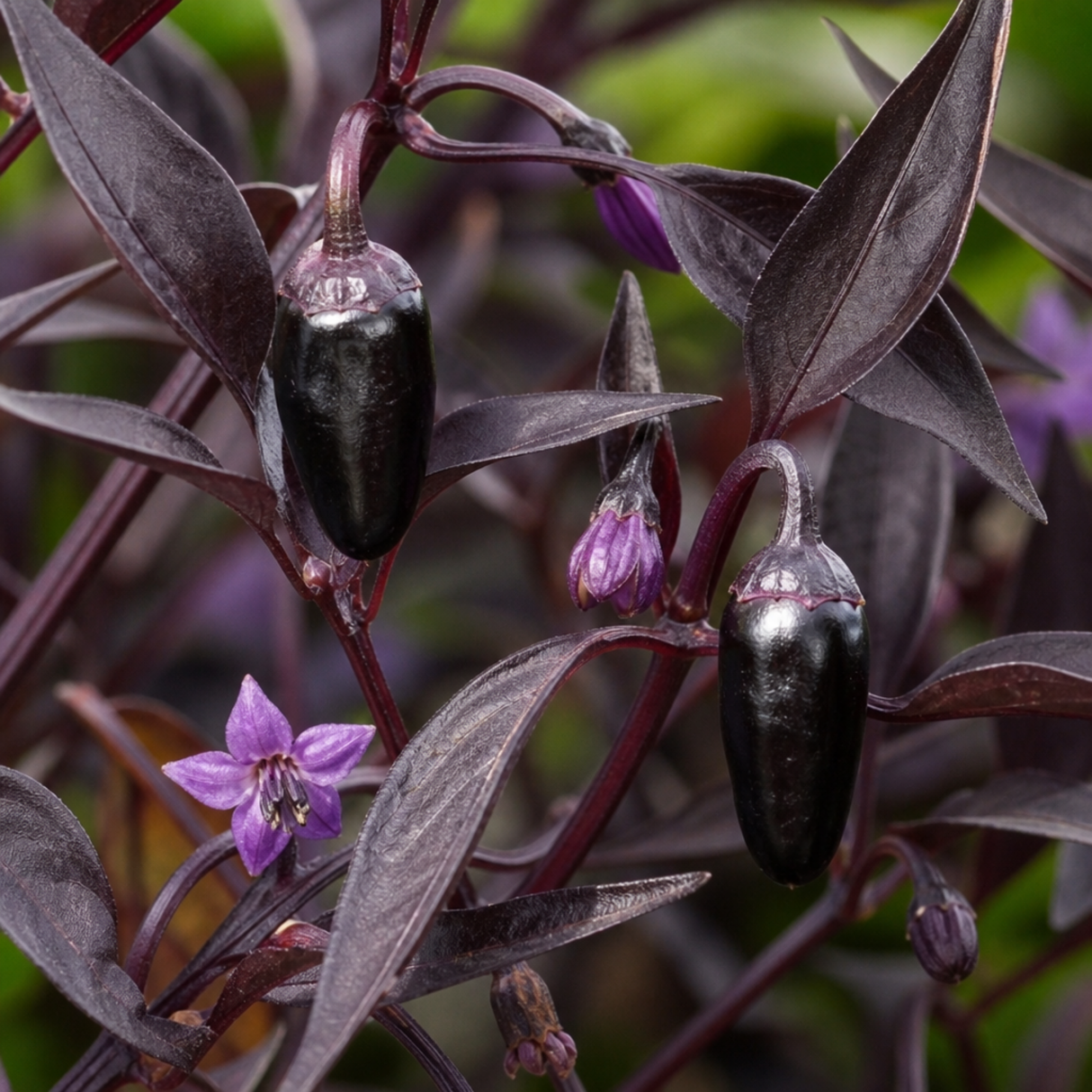 Capsicum annuum 'Zimbabwe Black' (Chilli) from Cedar Nursery, Cobham