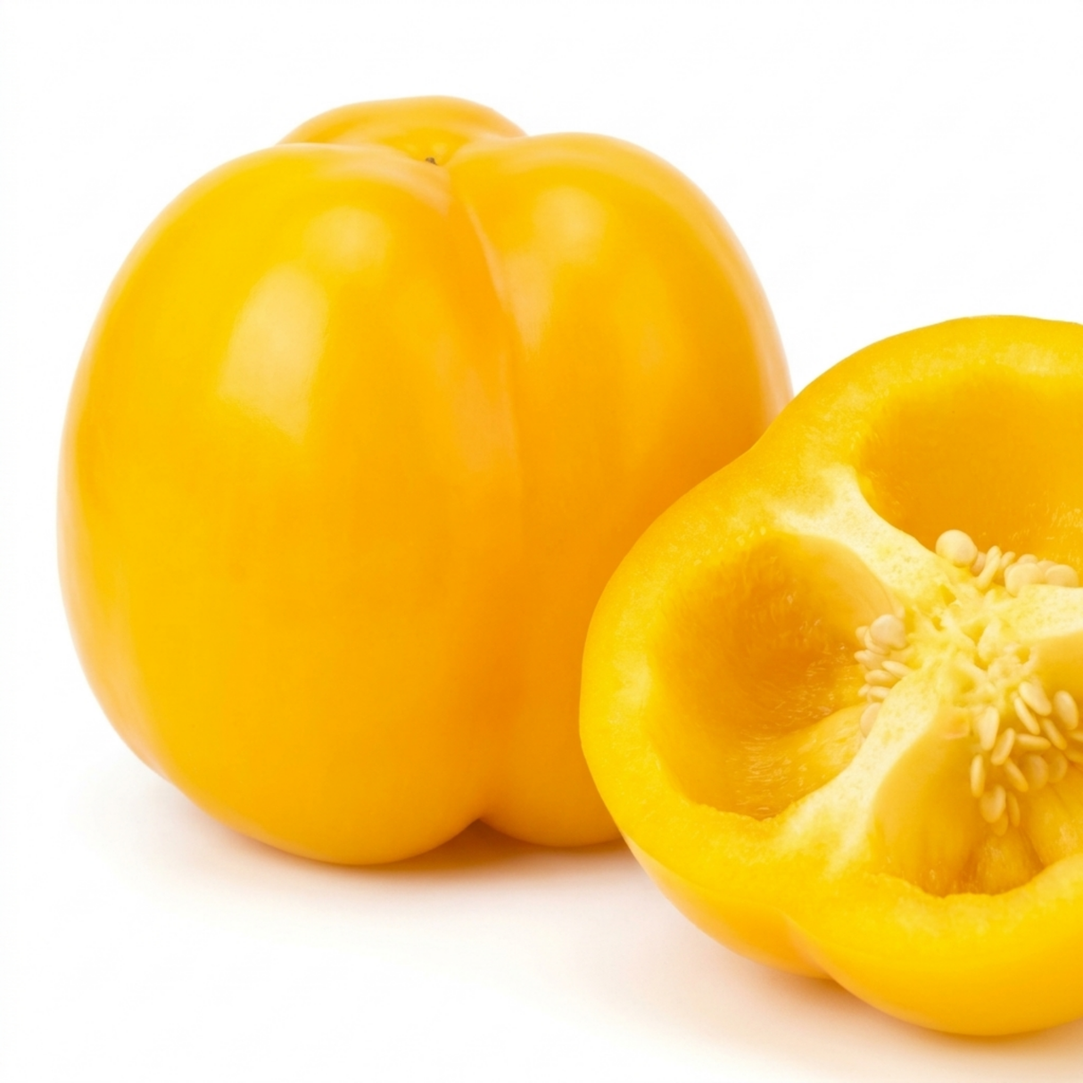 Sweet Pepper 'Snack Yellow' F1 grow-your-own plant, 2 litre root ball, photographed at Cedar Nursery, Cobham, Surrey.