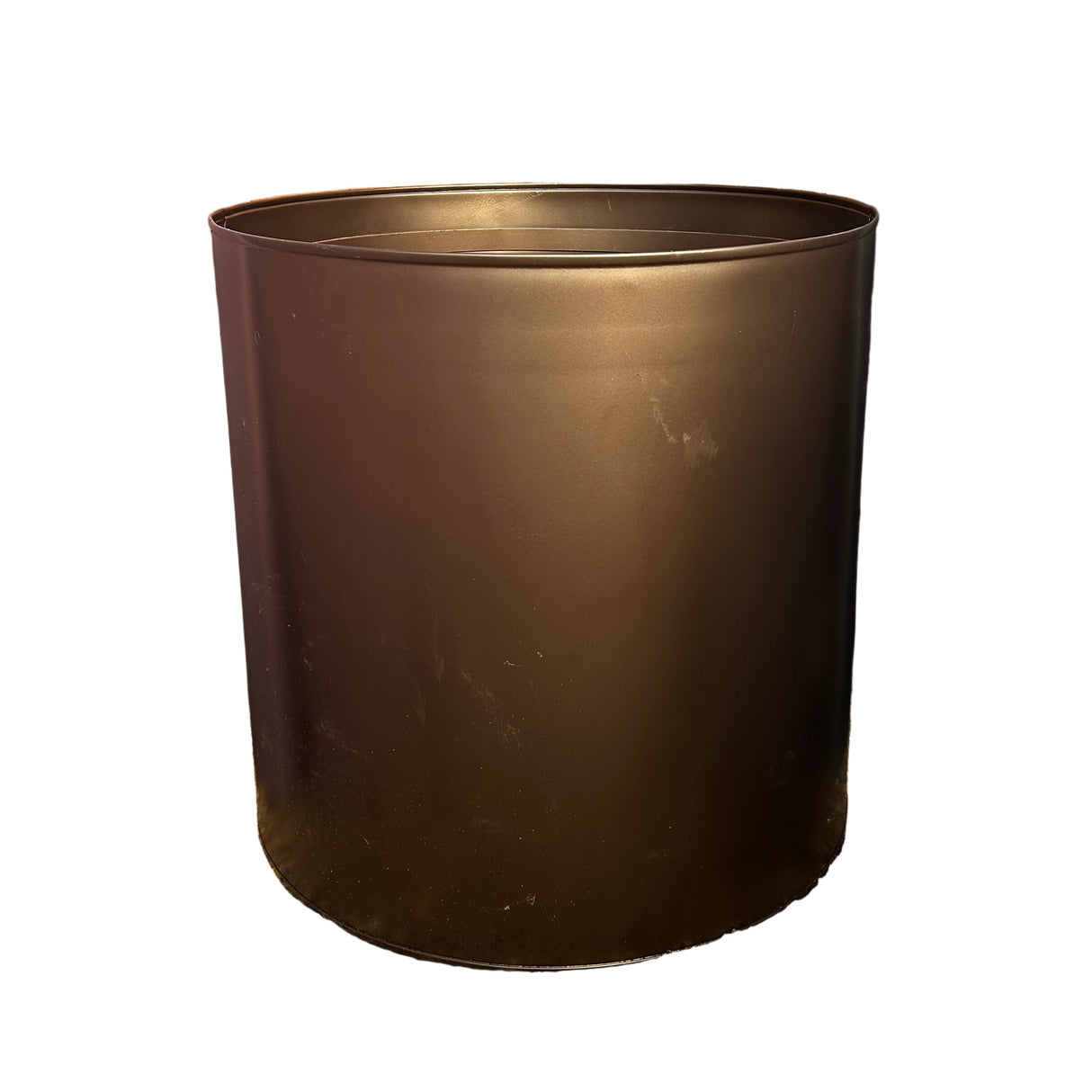 Ex-Display Bespoke Powder-Coated Metal Cylinder Planter 700x700mm RAL 8014 Sepia Brown with Drainage