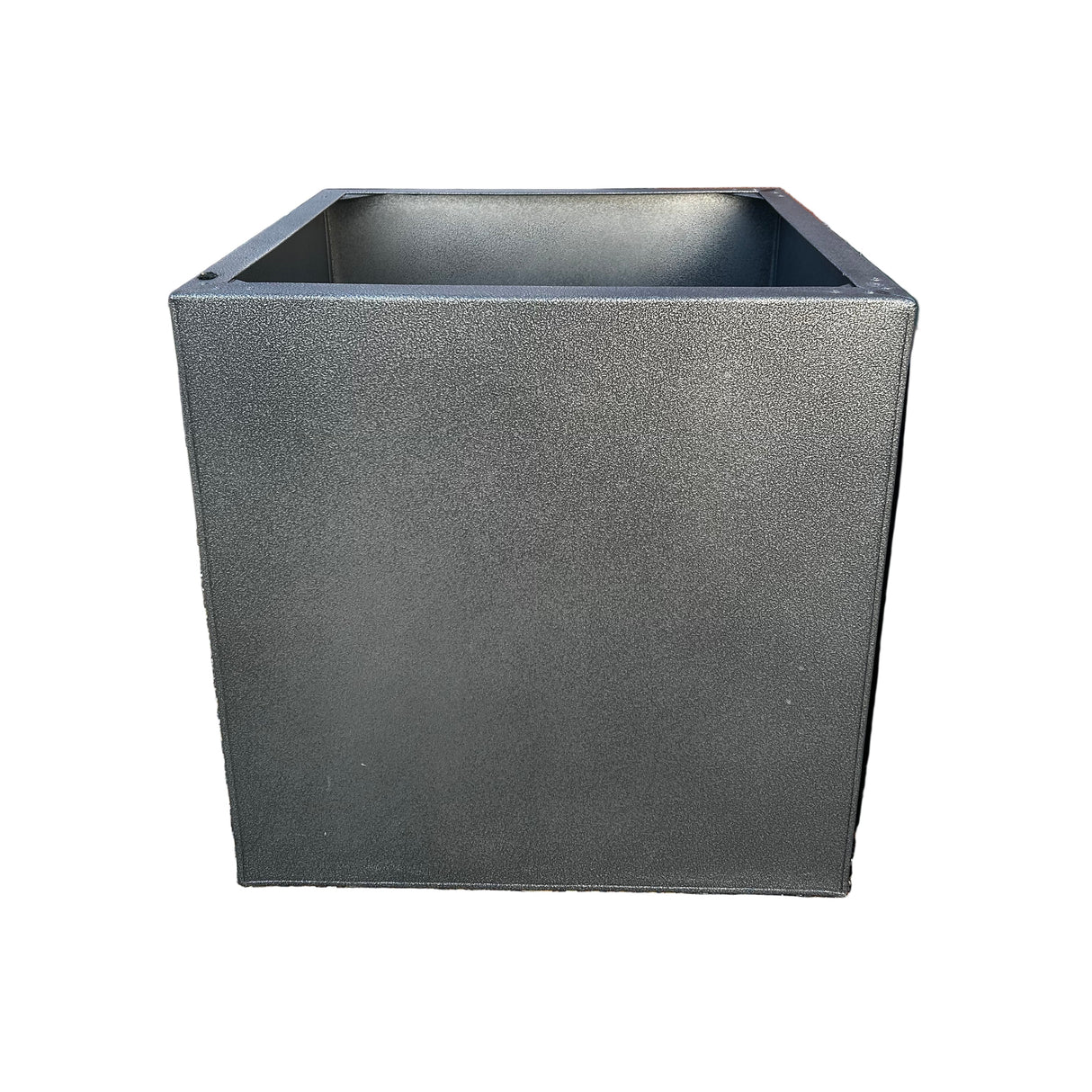 Ex-Display Bespoke Powder-coated Metal Planter 600x600x600mm Special Finish Forged Silver with Drainage