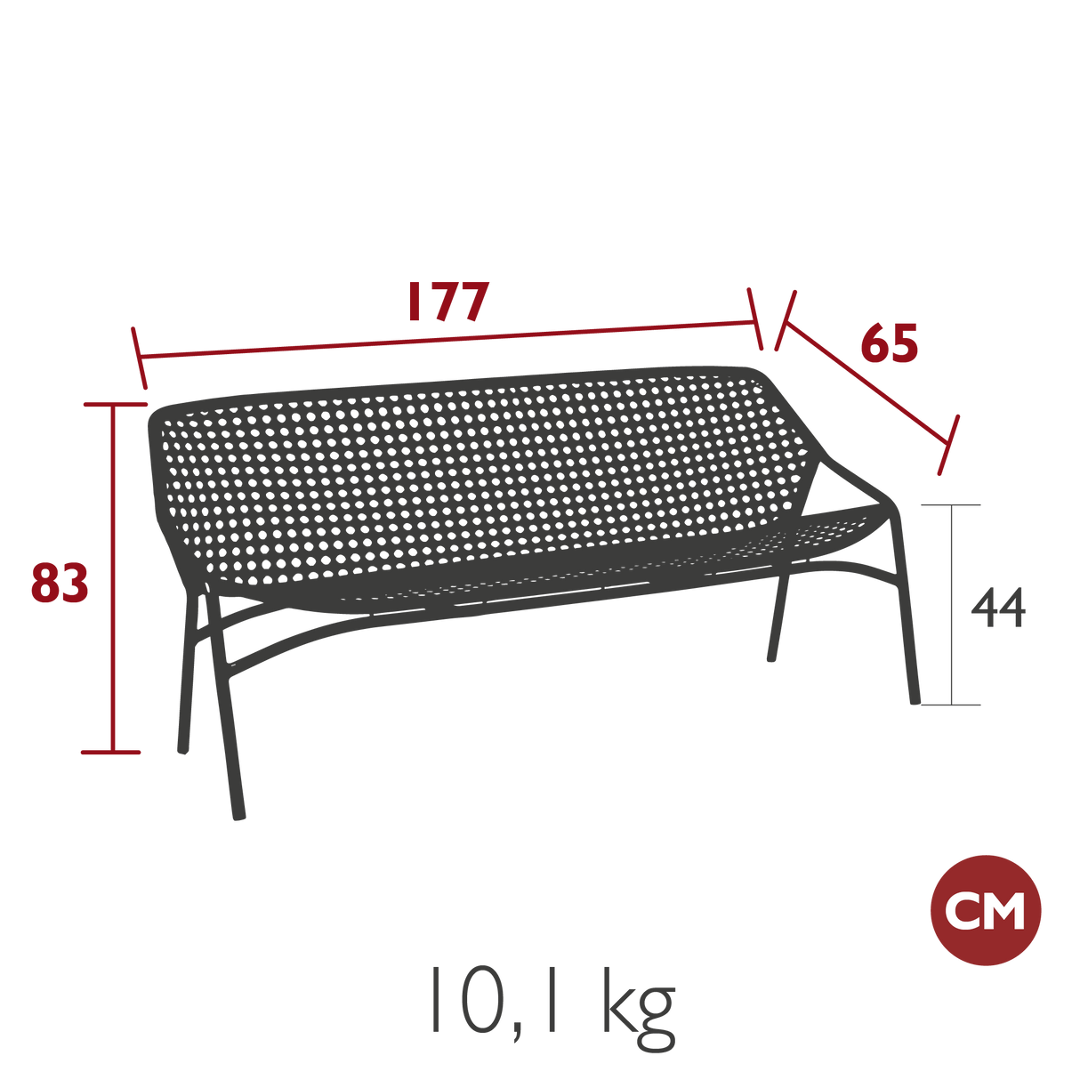 Croisette 3-Seater Bench