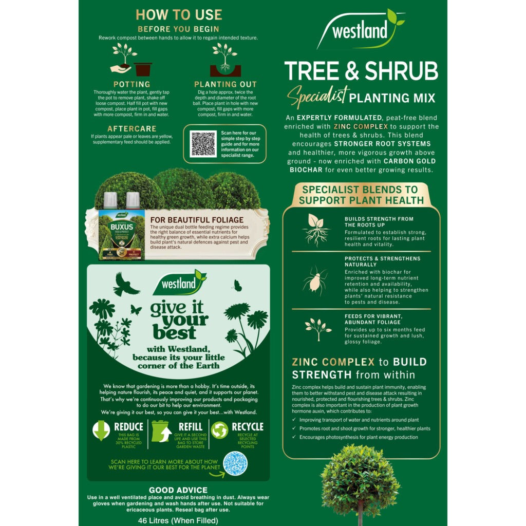 Tree and Shrub Planting and Potting Mix Compost rear bag - 46 Litres - Cedar Nursery - Plants and Outdoor Living