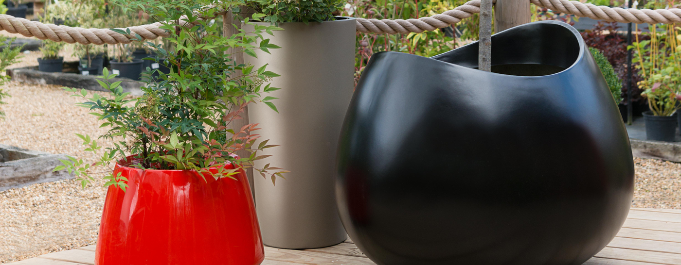 Fibreglass planters in unusual shapes and any colour