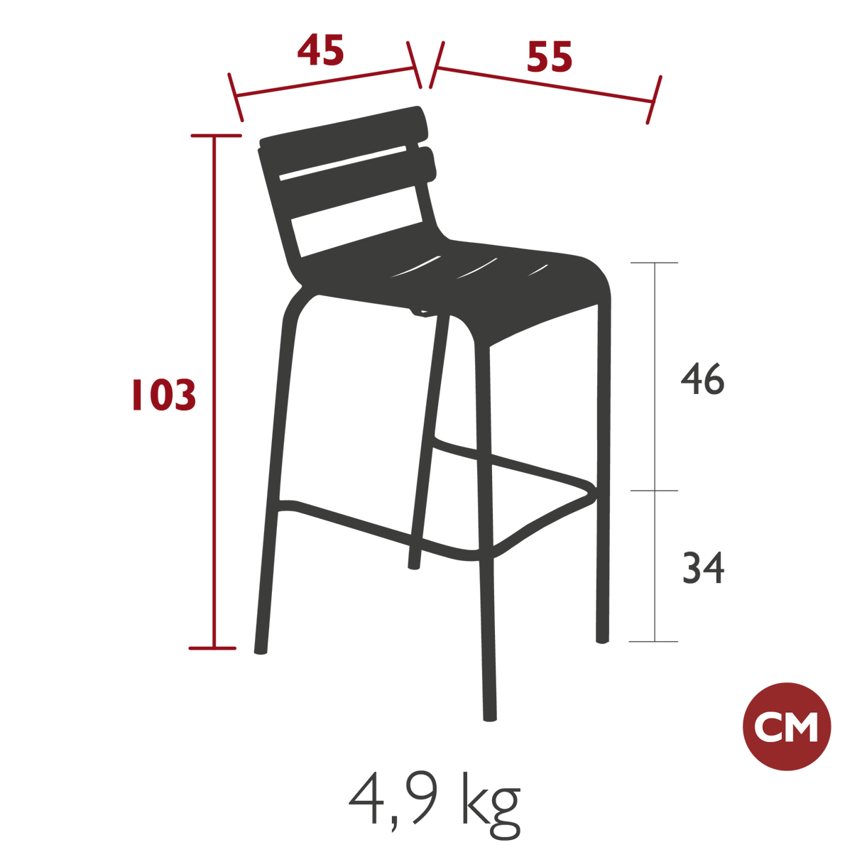 Luxembourg Bar Chair - Cedar Nursery - Plants and Outdoor Living