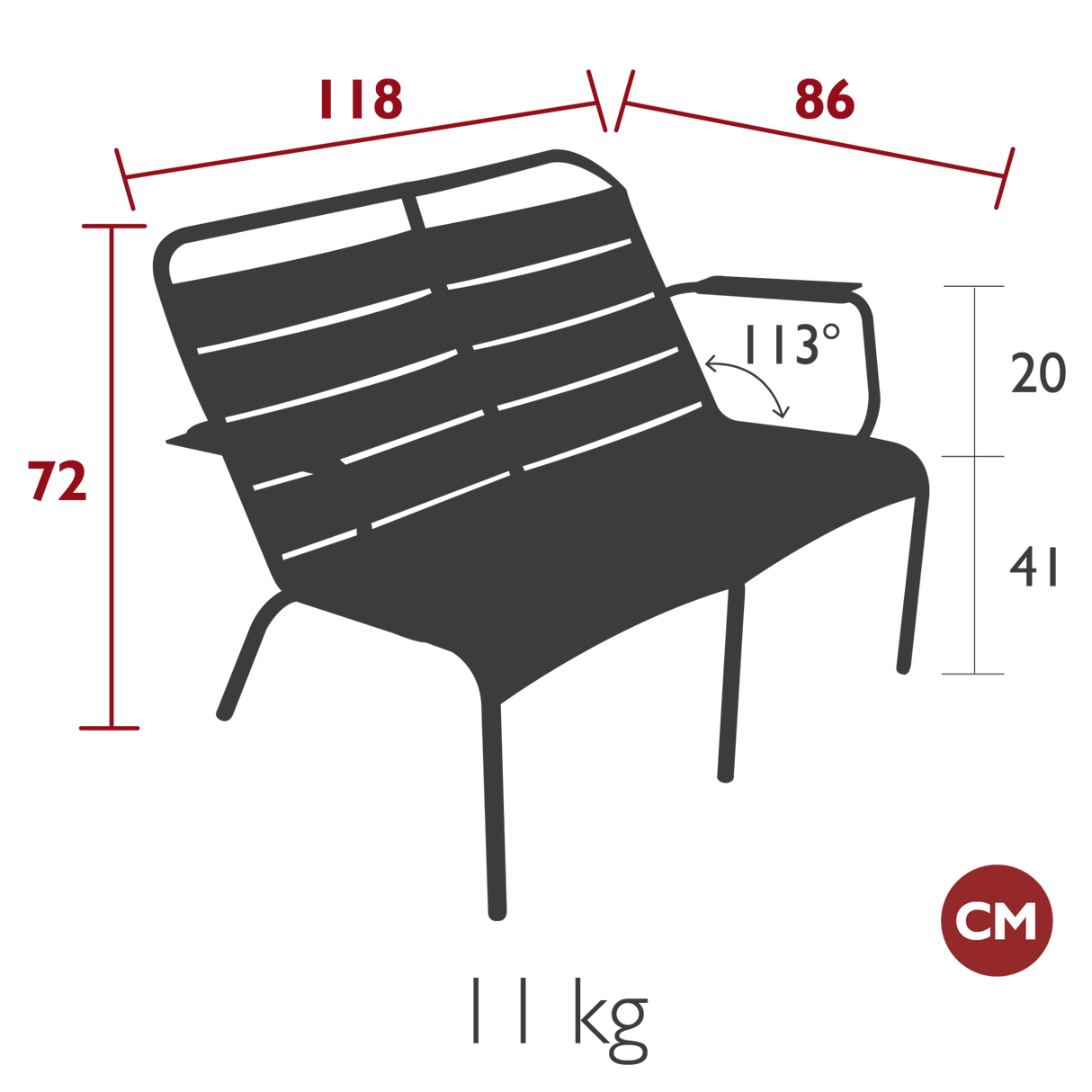 Luxembourg Duo Lounge Low Armchair - Cedar Nursery - Plants and Outdoor Living