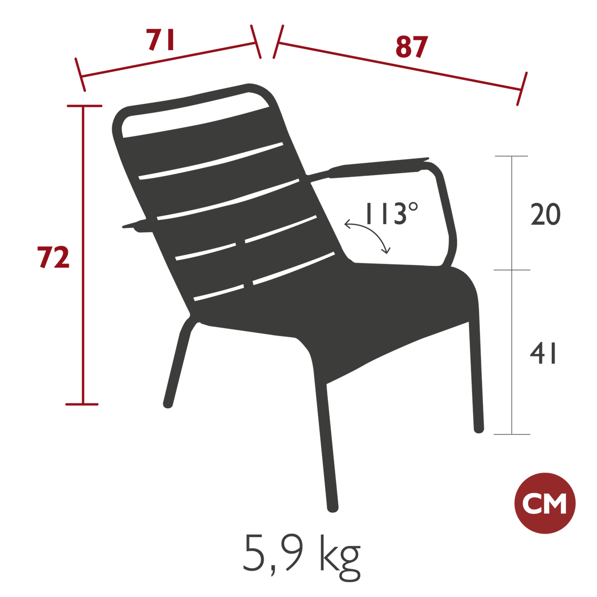 Luxembourg Lounge Low Armchair - Cedar Nursery - Plants and Outdoor Living