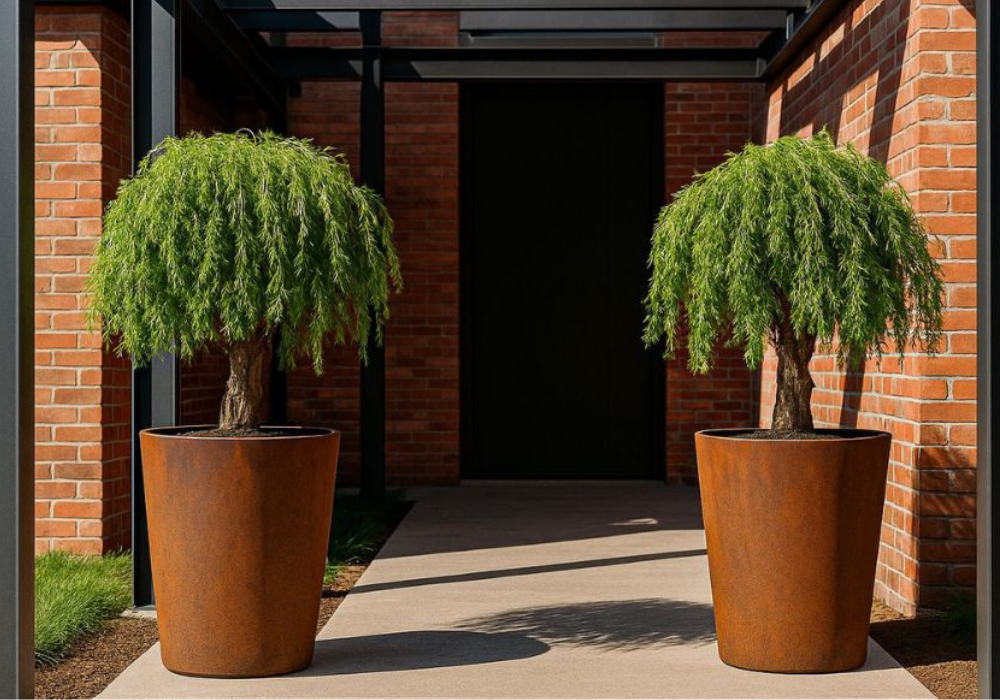 Corten steel garden planters from Cedar Nursery, Surrey
