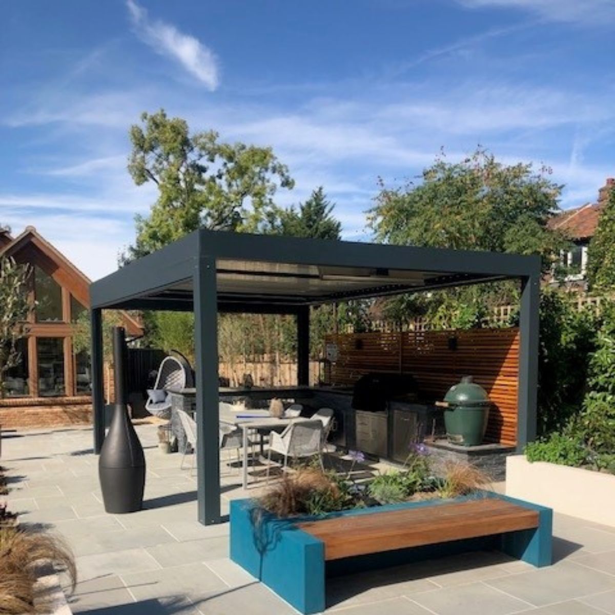 Oak and bioclimatic pergolas available from Cedar Nursery, Surrey