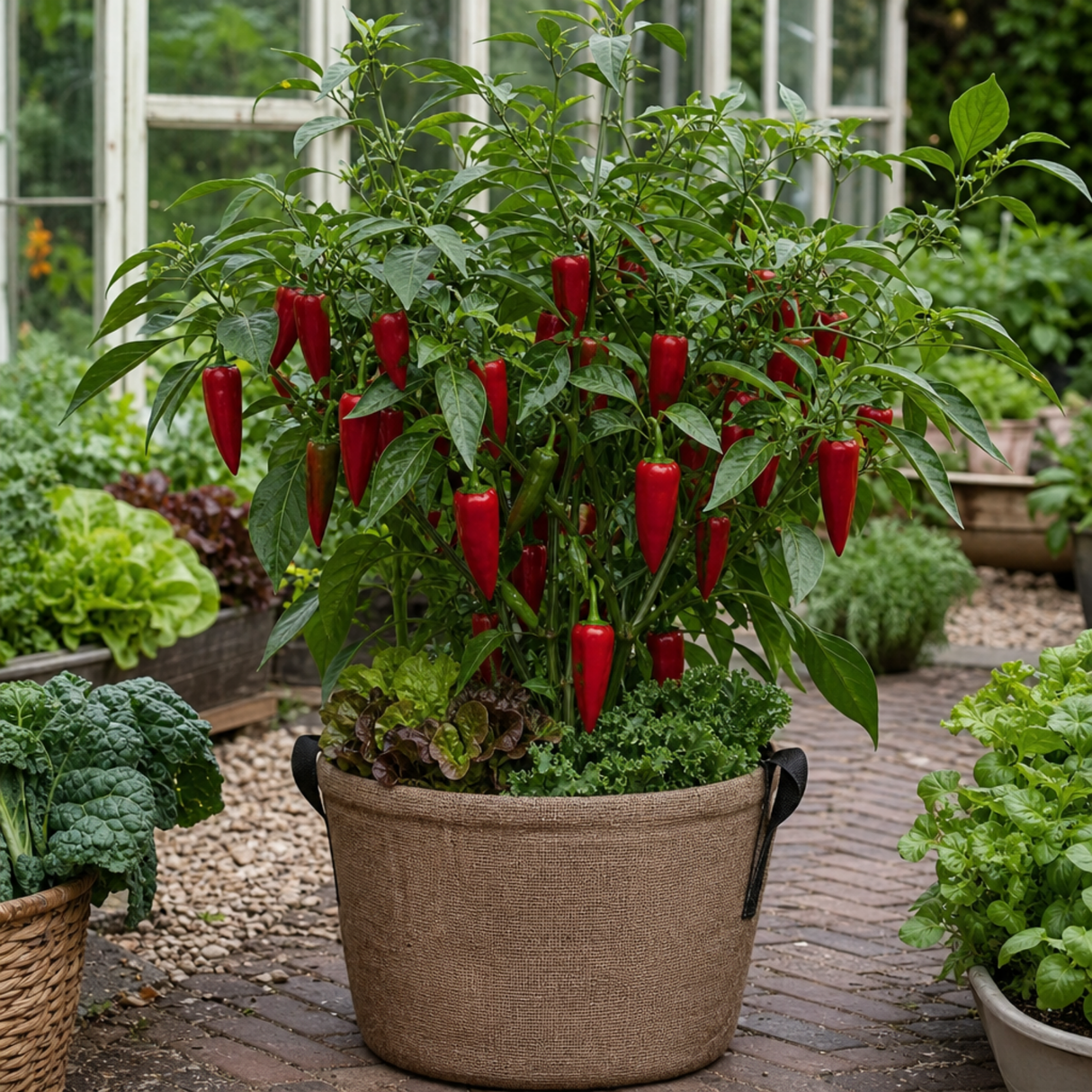 Additional views of the Sweet Pepper 'Thor' F1 live plant in its 2Ltr root ball at Cedar Nursery, Cobham, Surrey.
