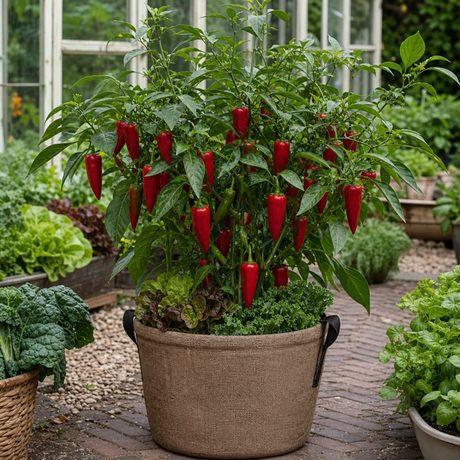 Additional views of the Sweet Pepper 'Thor' F1 live plant in its 2Ltr root ball at Cedar Nursery, Cobham, Surrey.