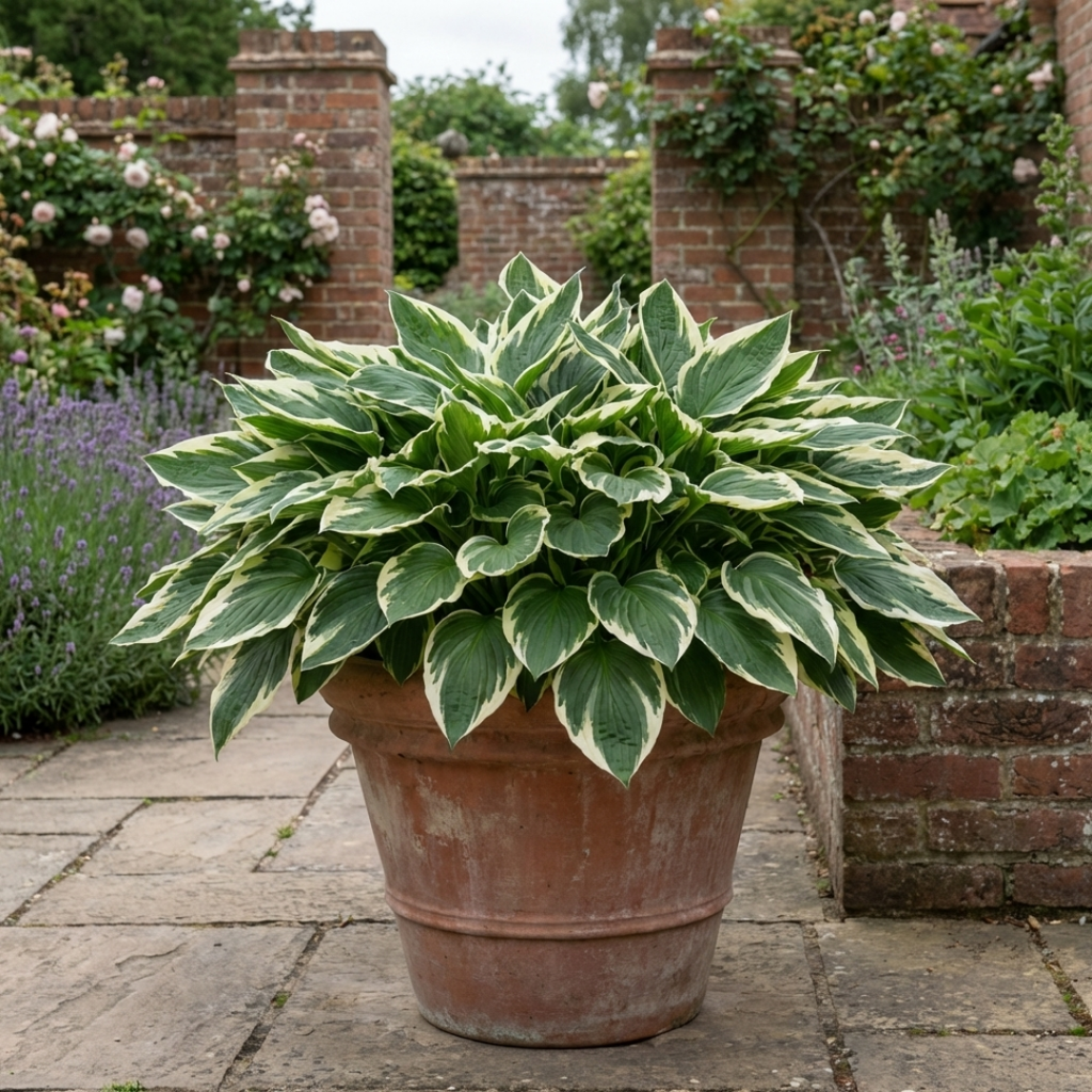 Further views of Hosta 'Patriot' (v) large plant in a 2L pot from Cedar Nursery.