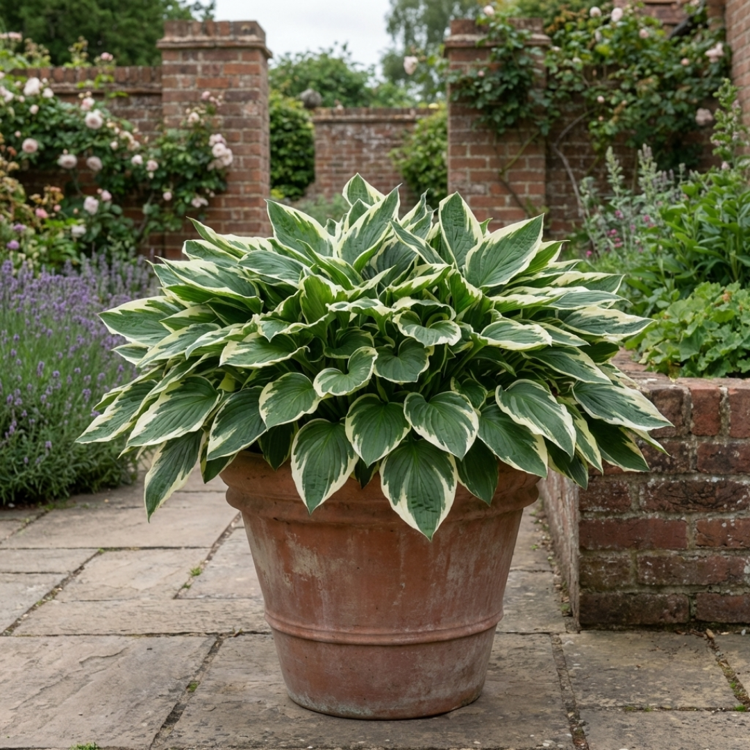 Further views of Hosta 'Patriot' (v) large plant in a 2L pot from Cedar Nursery.