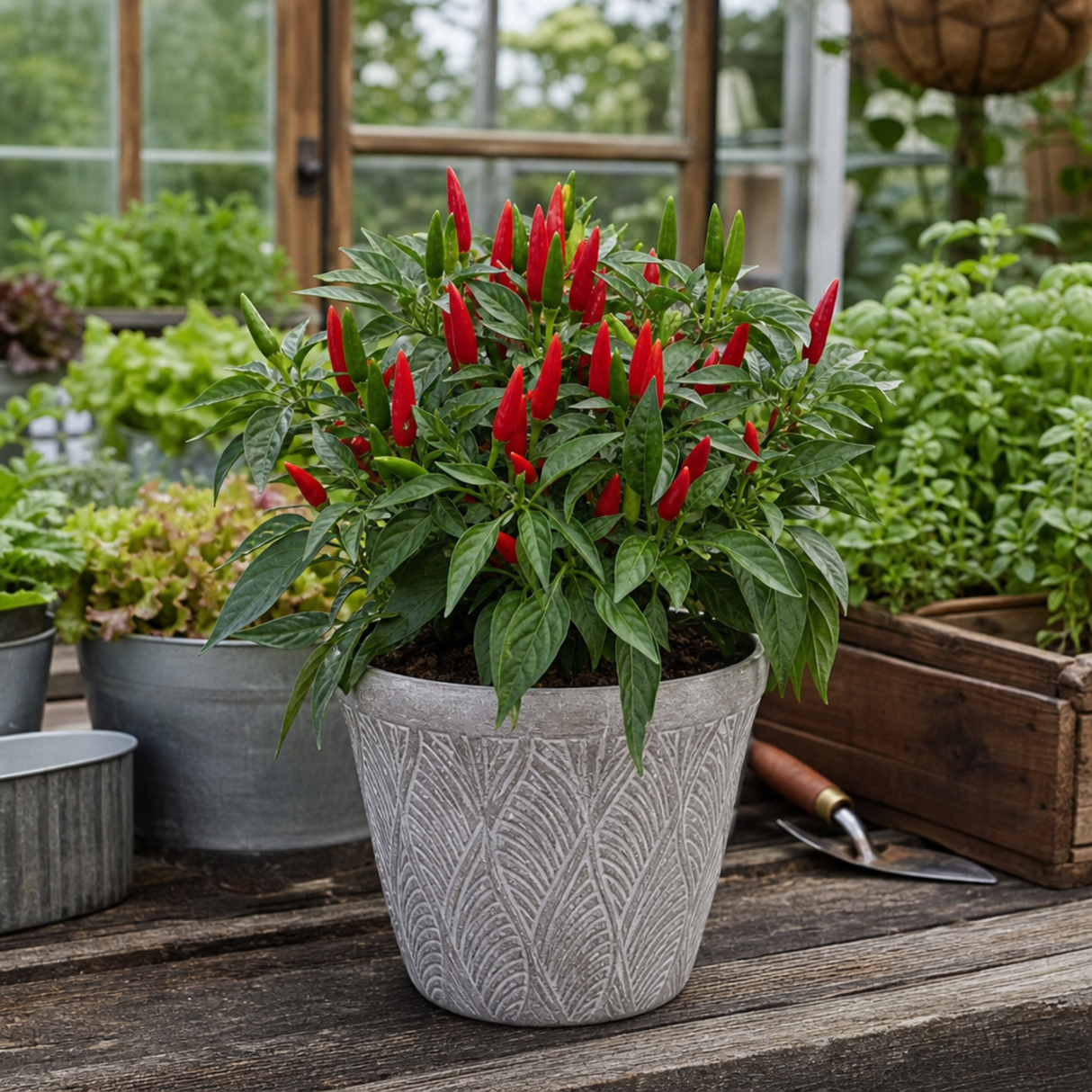 Capsicum annuum 'Apache' chilli pepper plant supplied as a live patio-ready plant with a 2Ltr root ball.
