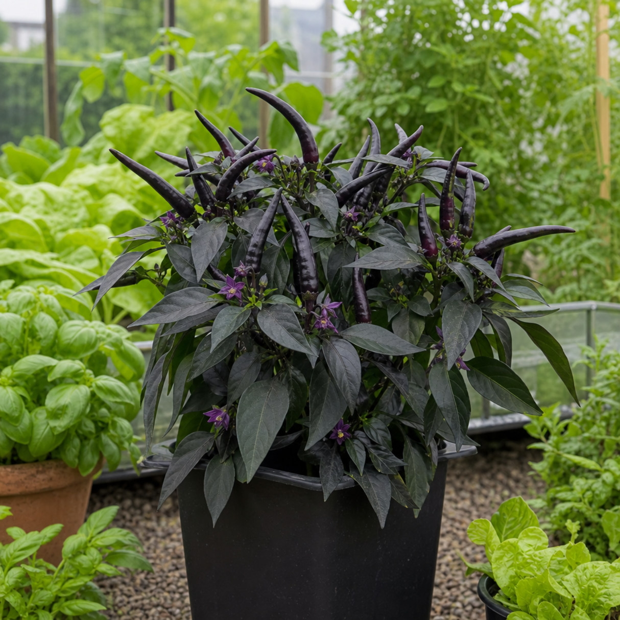 Capsicum annuum 'Zimbabwe Black' (Chilli) from Cedar Nursery, Cobham