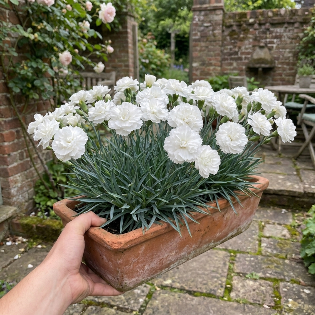 Dianthus Memories ='WP11 Gwe04' cottage pink with slender grey-green foliage and pretty pink summer flowers.