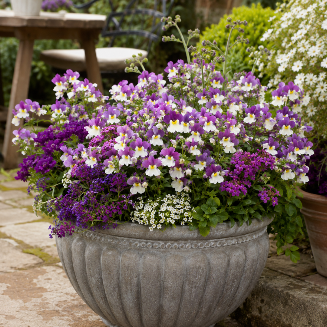 Further views of Nemesia Lady Kate 'Penkate' supplied as a large plant in a 5L pot at Cedar Nursery, Cobham, Surrey.