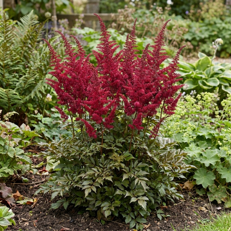 Astilbe Music Series Red with red flowers