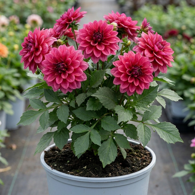 Dahlia Labella Maggiore 'Deep Rose' summer-flowering garden dahlia in bloom