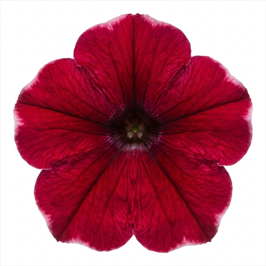 Further views of Petunia 'Cascadias Rim Cherry' (Petunia Rimarkable Cherry) large plant in a 2L pot.