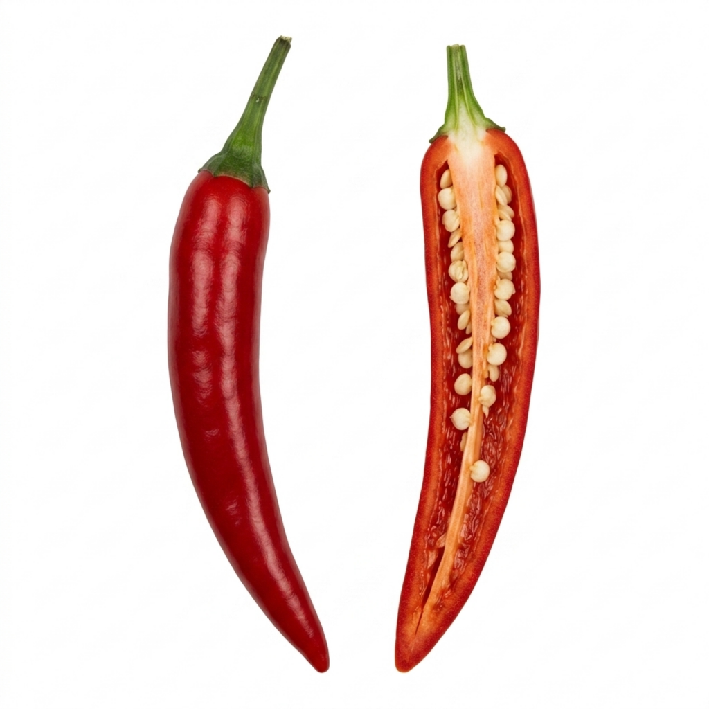 Capsicum annuum 'Thai Dragon' chilli pepper plant at Cedar Nursery.