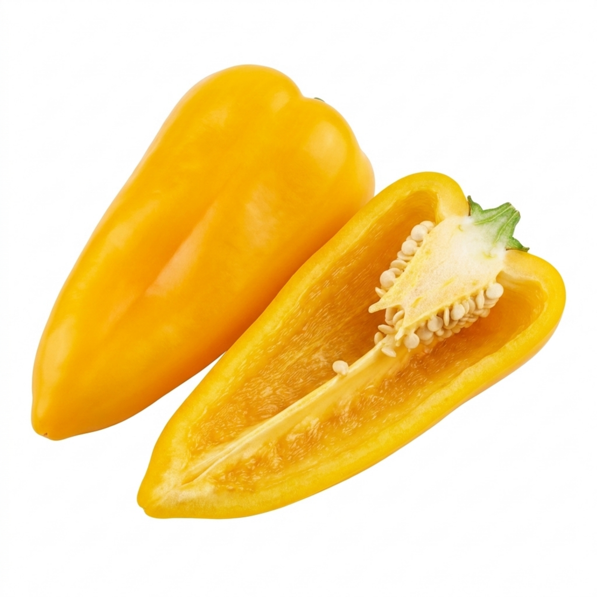 Garden-ready Sweet Pepper 'Astor' F1 plant, a conical yellow sweet pepper variety in a 2 litre root ball.