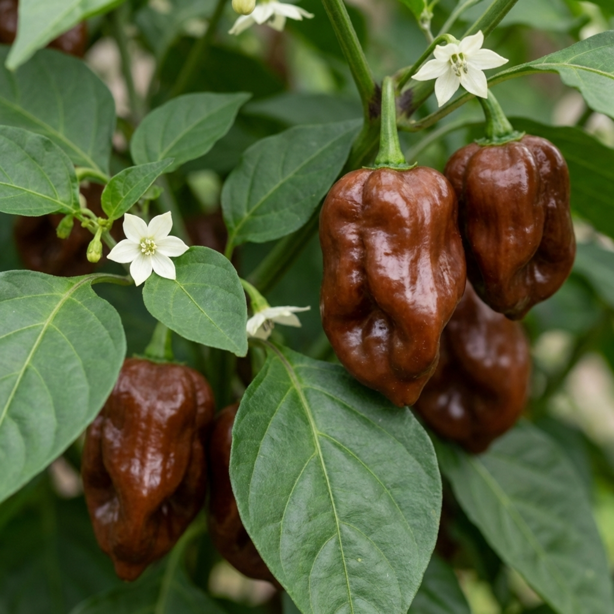 Capsicum chinense 'Habanero Chocolate' (Chilli) from Cedar Nursery, Cobham