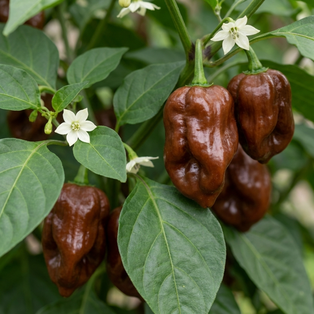 Capsicum chinense 'Habanero Chocolate' (Chilli) from Cedar Nursery, Cobham