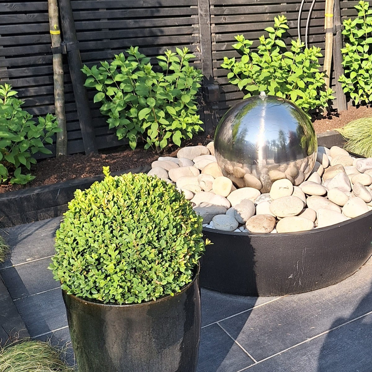 Planters used for water feature