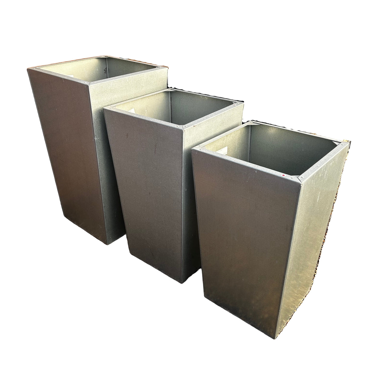 Bespoke Galvanised Metal Tapered Planter - 450x450x800mm with Drainage