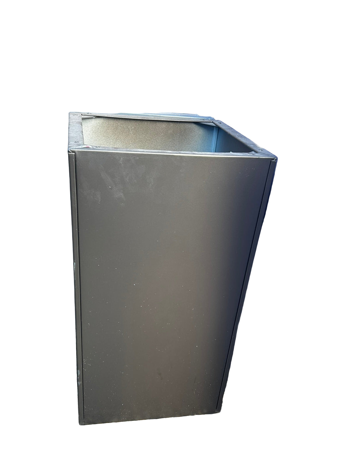 Ex-Display Bespoke Powder-Coated Metal Tapered Planter 350x350x600mm Satin Bronze with Drainage