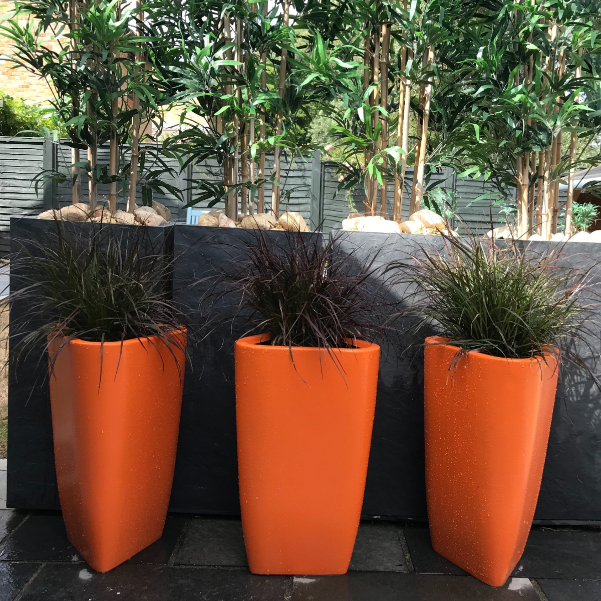 Orange Fibreglass Garden Planters