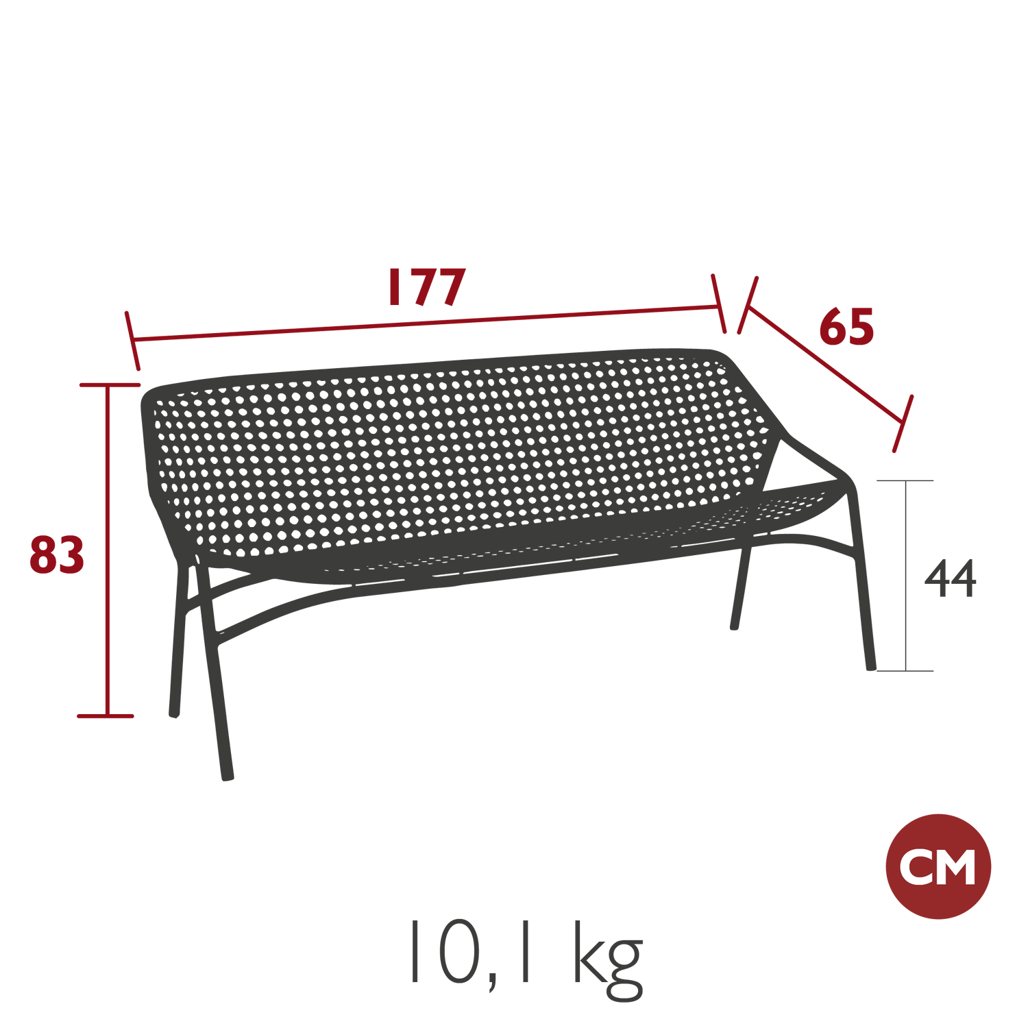 Croisette 3-Seater Bench