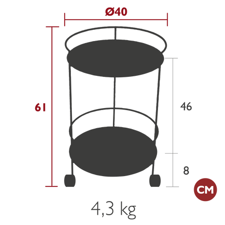 Guinguette Side Table with Wheels
