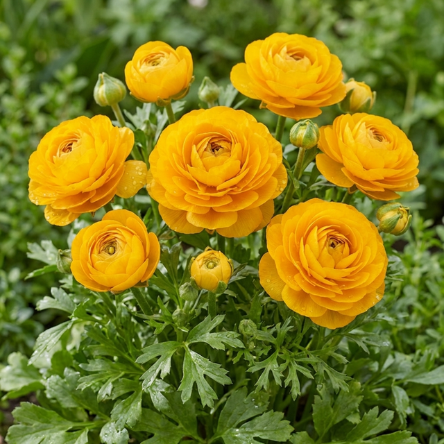 Ranunculus asiaticus 'Vortex Golden Yellow' from Cedar Nursery, Cobham