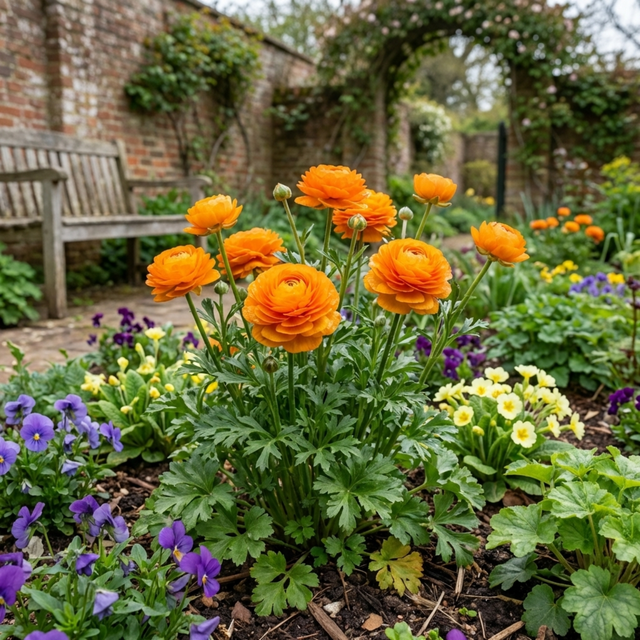 Ranunculus asiaticus 'Vortex Orange' from Cedar Nursery, Cobham