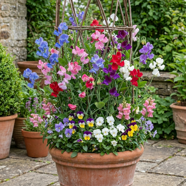 Lathyrus odoratus 'Growers Colour Mix' (Sweet Pea) from Cedar Nursery, Cobham