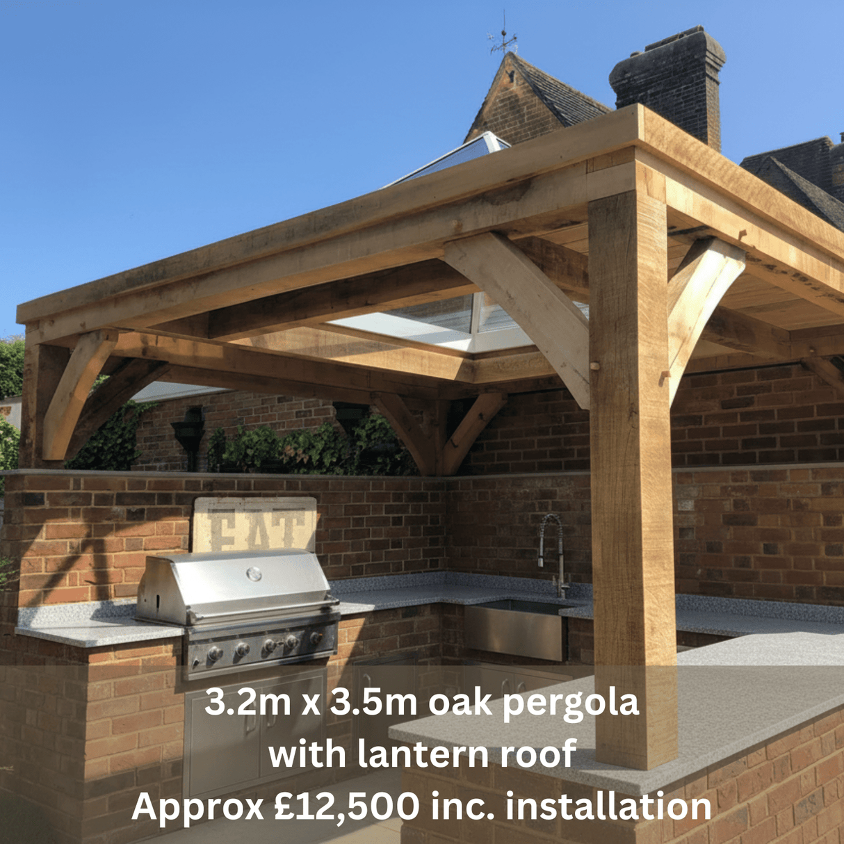Bespoke Roofed Solid Oak Pergola - Cedar Nursery - Plants and Outdoor Living