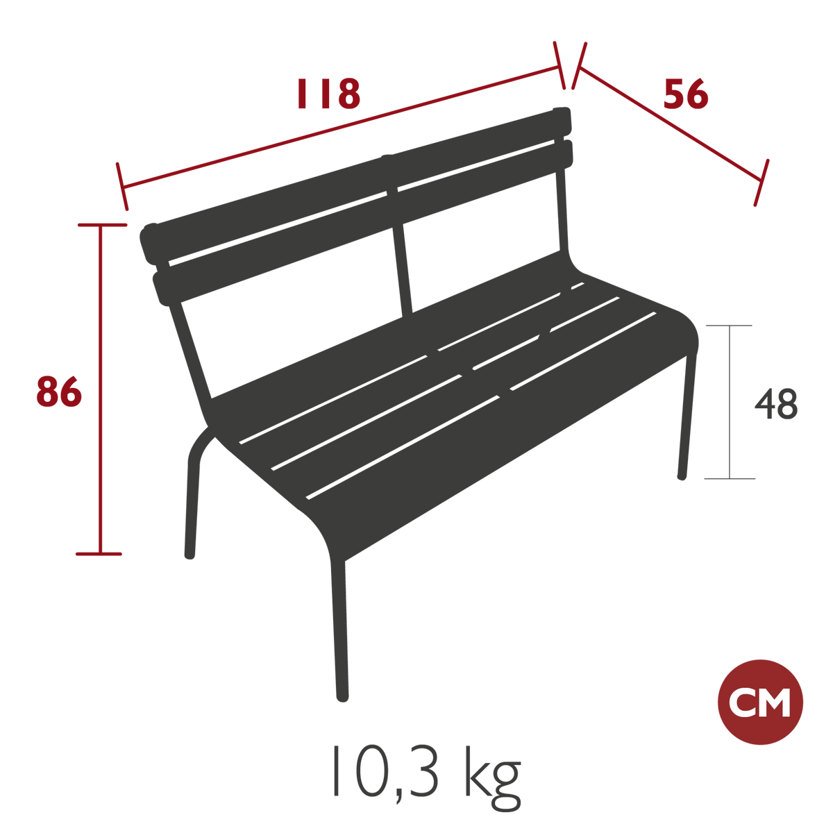 Luxembourg 3 - Seater Bench with Backrest - Cedar Nursery - Plants and Outdoor Living