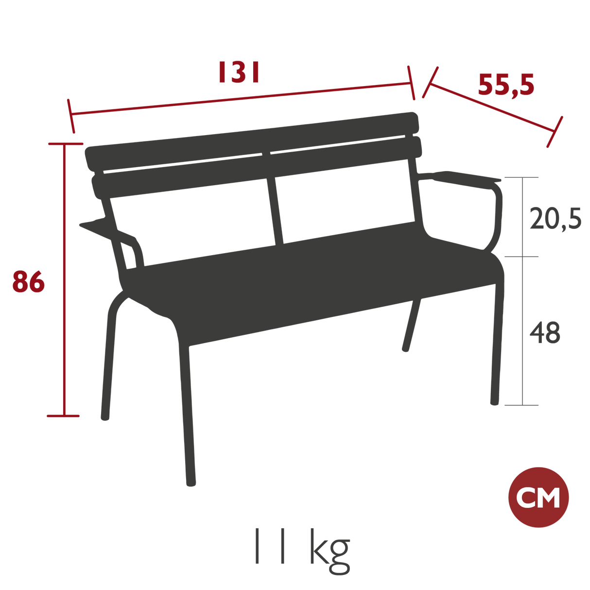 Luxembourg Lounge 2 - Seater Bench - Cedar Nursery - Plants and Outdoor Living