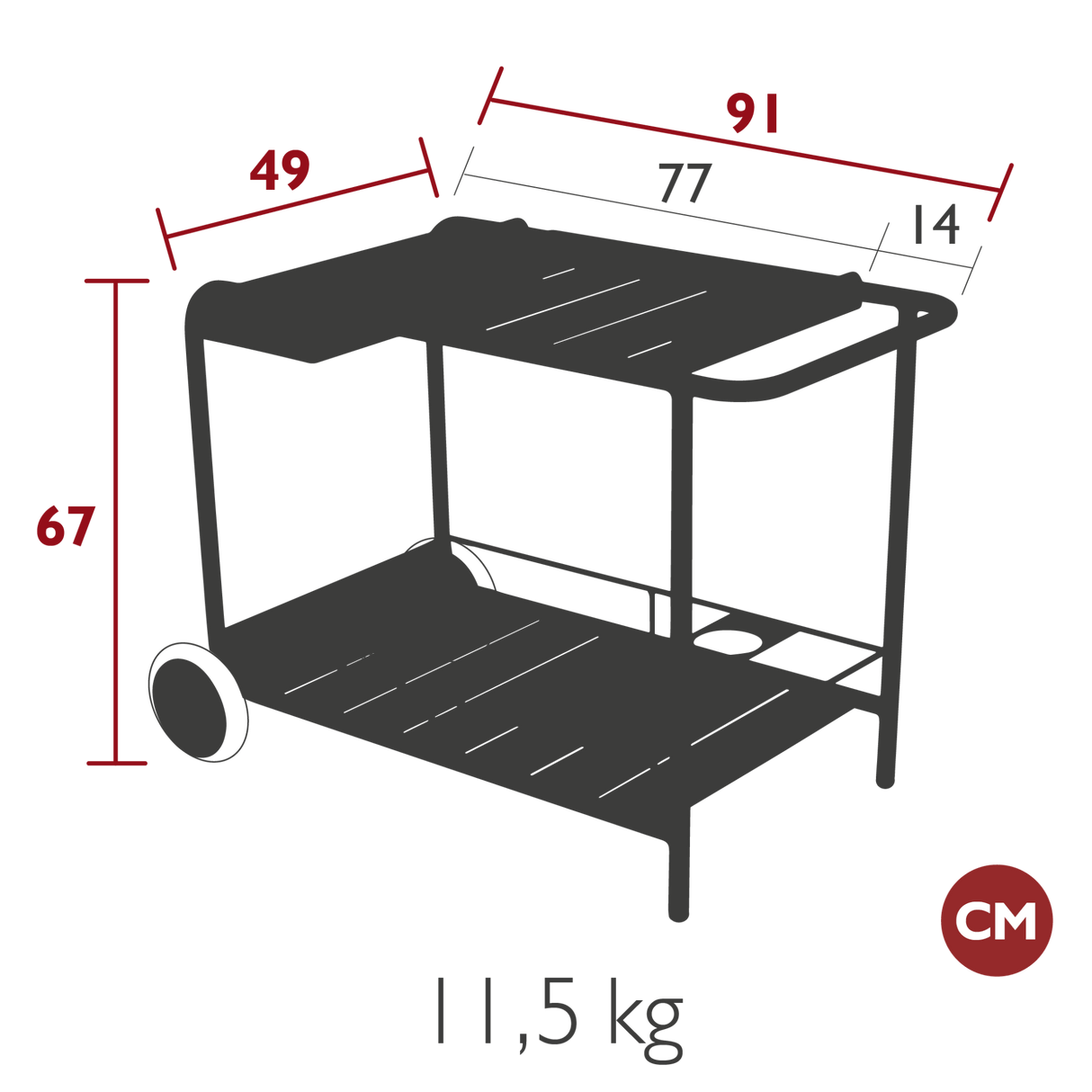 Luxembourg Side Bar Trolley - Cedar Nursery - Plants and Outdoor Living