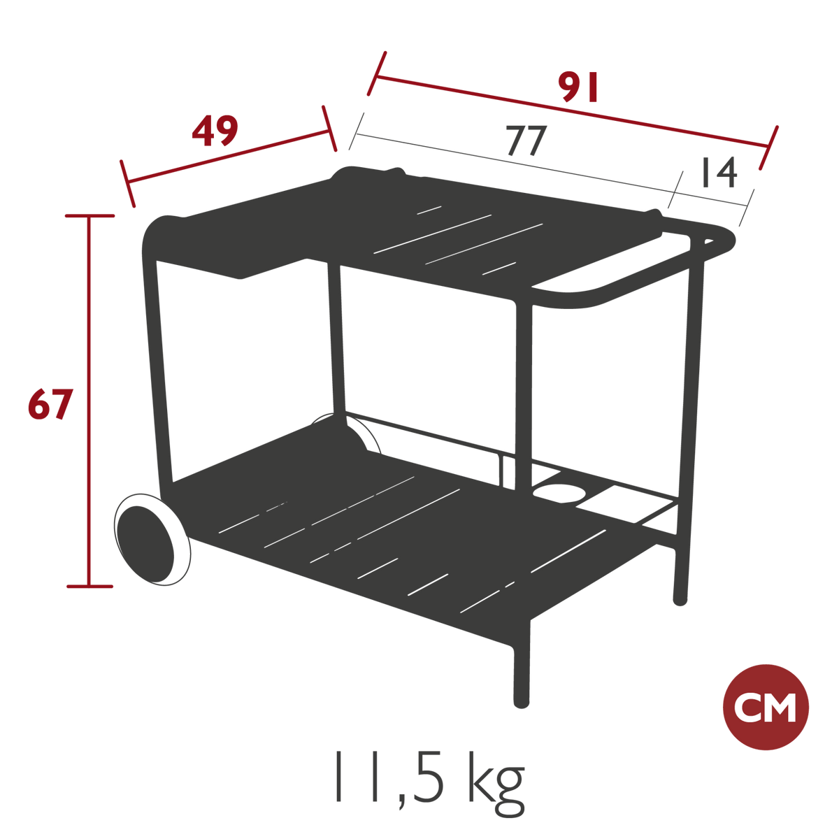 Luxembourg Side Bar Trolley - Cedar Nursery - Plants and Outdoor Living