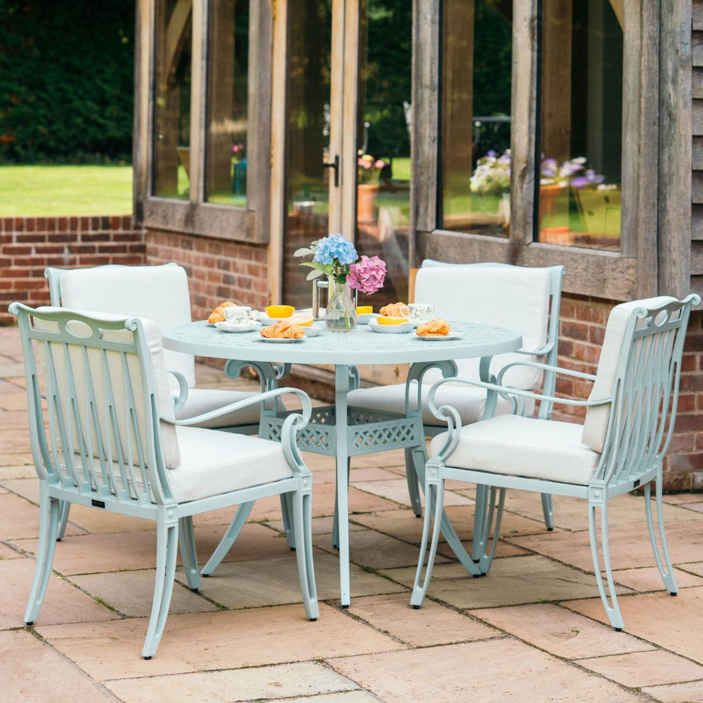Scroll outdoor table by Oxleys. Available at Cedar Nursery, Surrey